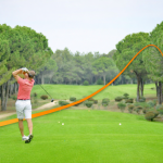 Golf ball slicing to the right with driver